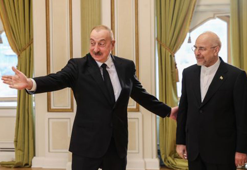 İlham Əliyev İran İslam Şurası Məclisinin sədri Qalibafı qəbul edib - FOTOLAR